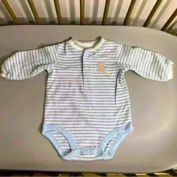 100% cotton Carter baby boy bodysuit striped teddy bear abc embroidered bodysuit - Picture 1 of 5